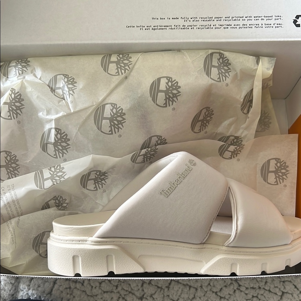 Timberland White Slide Sandals